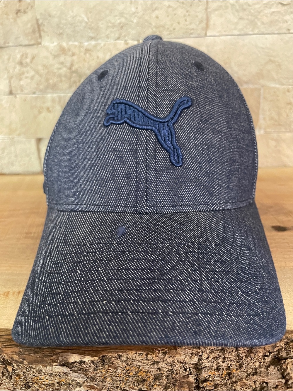 Puma Dark Denim Blue Embroidered Cat Logo Baseball Cap